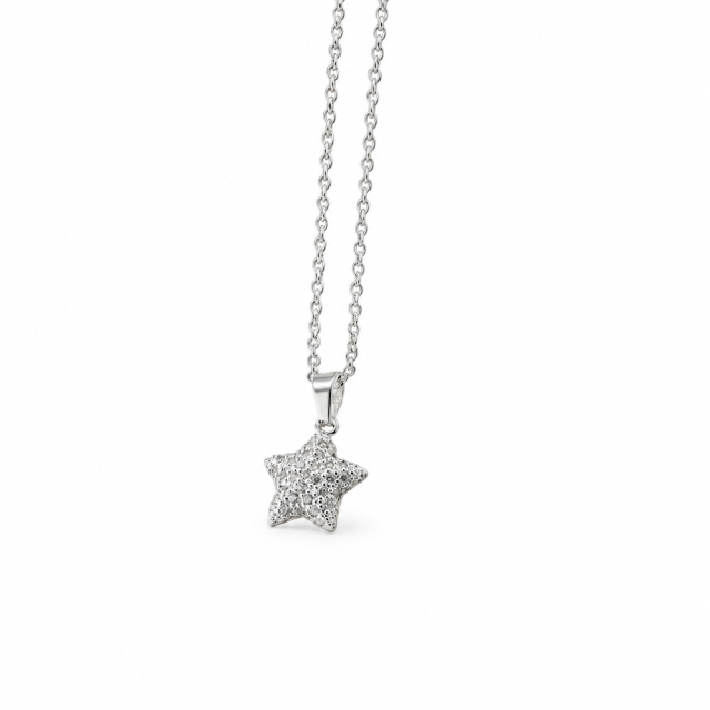 COLLAR ACERO BLANCO DIJE ESTRELLA MICROPAVE