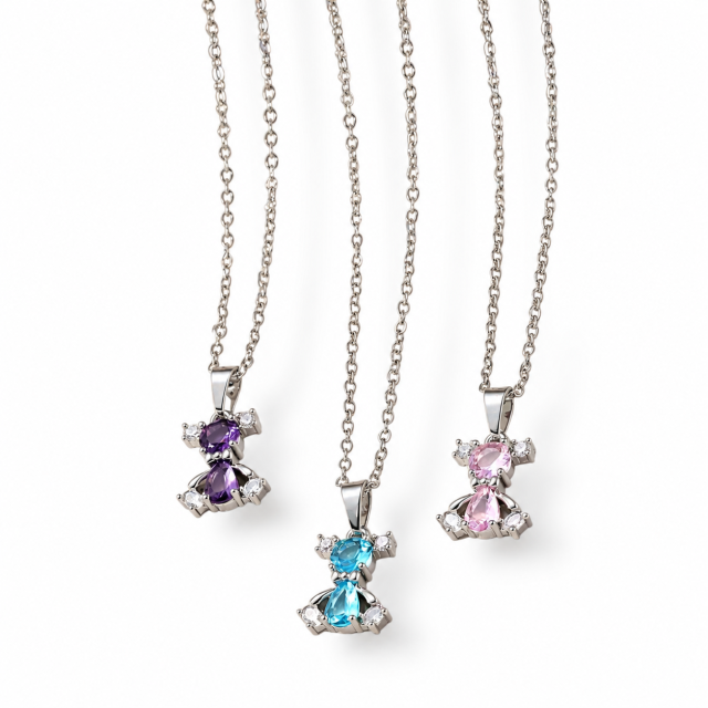COLLAR ACERO DIJE OSO CRISTAL
