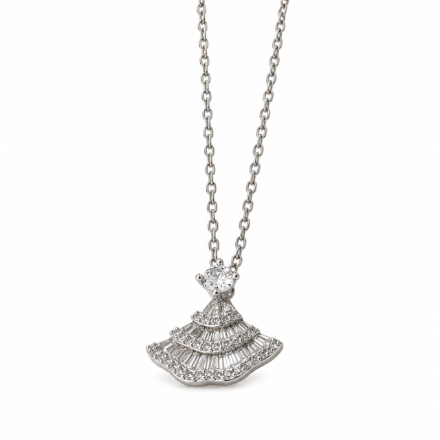 COLLAR ACERO DIJE ABANICO MICROPAVE