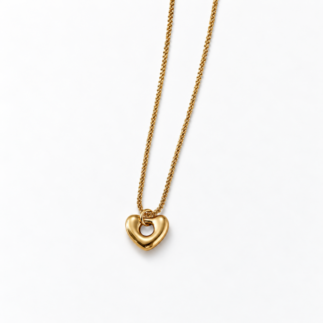 COLLAR ACERO DORADO CORAZÓN 