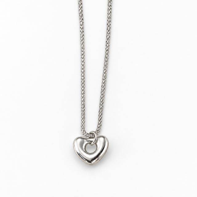 COLLAR ACERO BLANCO CORAZÓN 