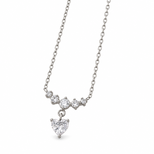 COLLAR ACERO CUBIC CORAZÓN 