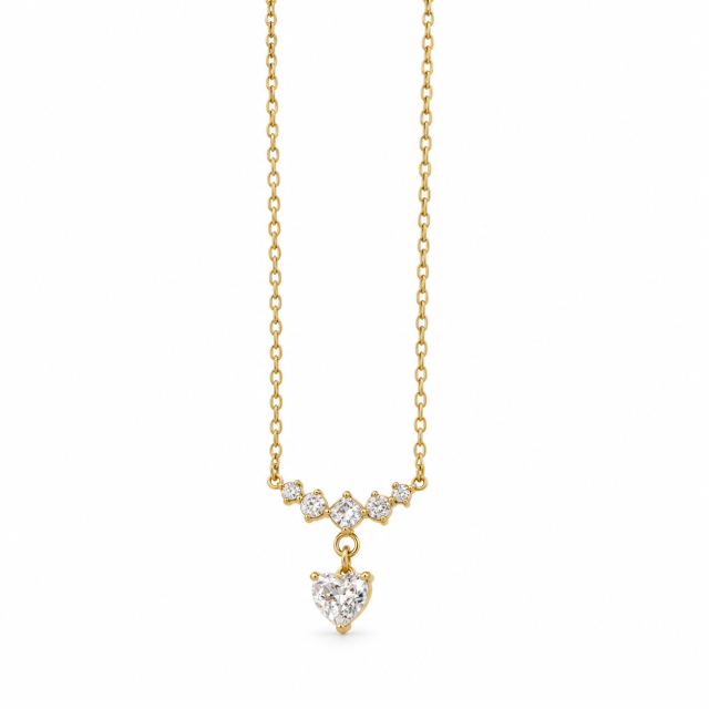 COLLAR ACERO DORADO CUBIC CORAZON