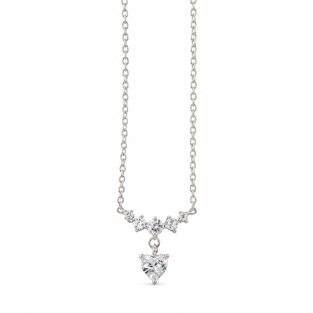 COLLAR ACERO BLANCO CUBIC CORAZÓN 