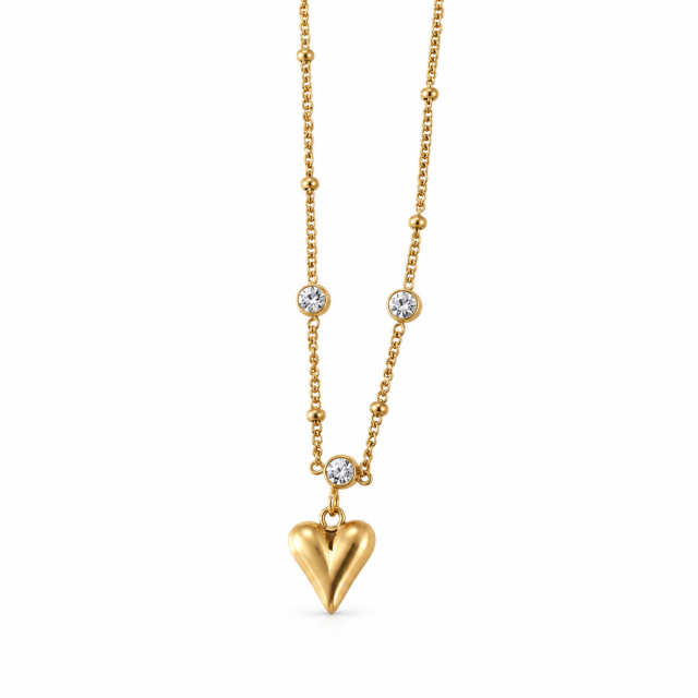 COLLAR ACERO DORADO CORAZÓN 