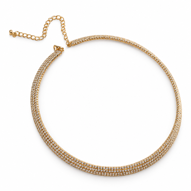 COLLAR FANTASÍA DORADO CHOKER STRASS