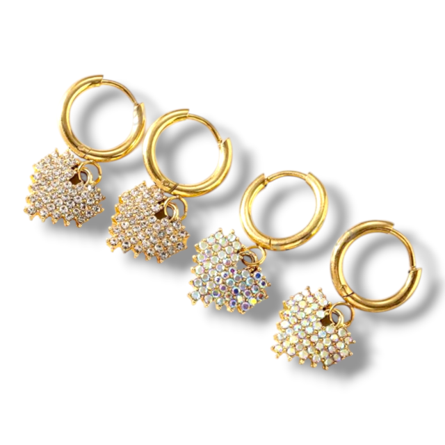 ARO ACERO DORADO CORAZÓN STRASS