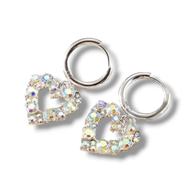 ARO ACERO BLANCO CORAZÓN STRASS