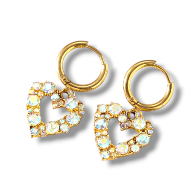ARO ACERO DORADO CORAZÓN STRASS