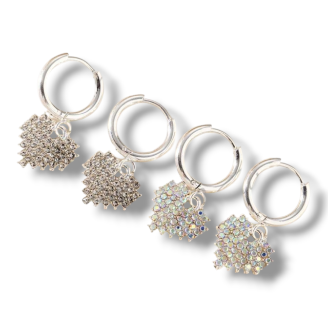 ARO ACERO BLANCO ARGOLLA DIJE CORAZÓN STRASS