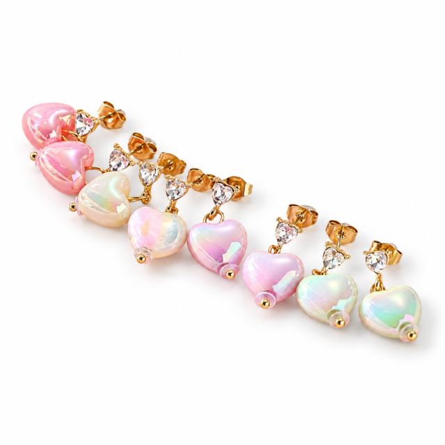 ARO ACERO DORADO COLGANTE CUBIC CORAZÓN 