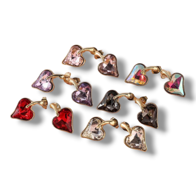 ACERO DORADO ARO PASANTE CORAZÓN CUBIC