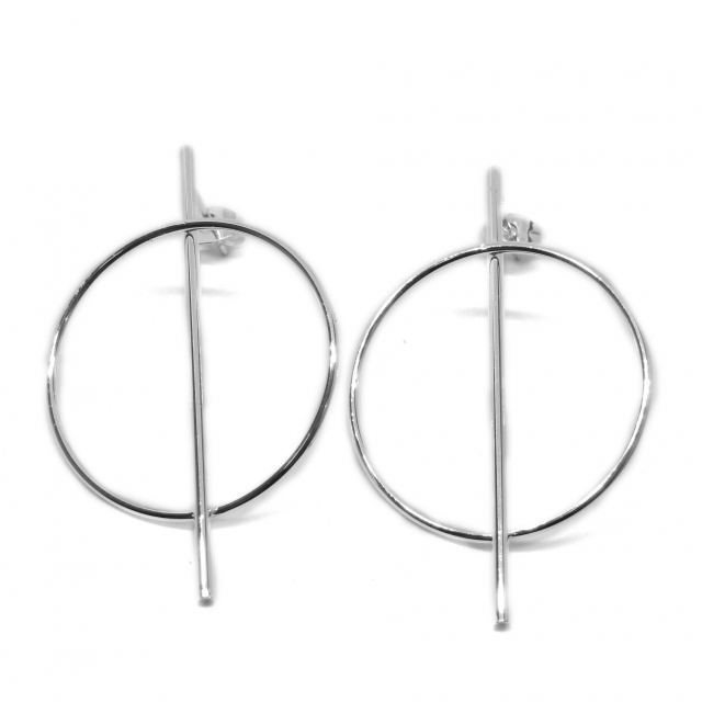 Aros Acero Blanco Minimalista Circular 