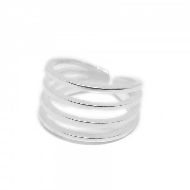 Anillo Acero Blanco Líneas 