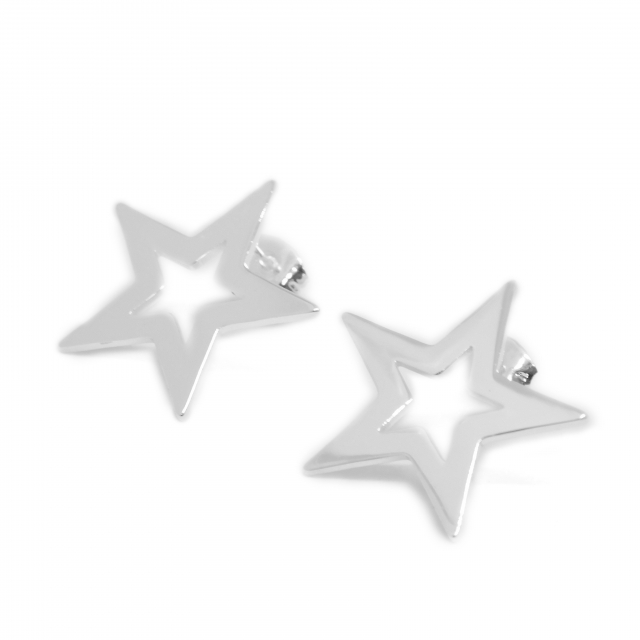 Aros Acero Blanco Estrellas Chatos 